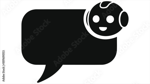 AI Chatbot Message Bubble with Friendly Robot Face – Modern Vector Illustration for Tech, Customer Support, Messaging Apps, and Digital Communication Design