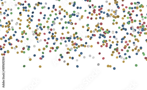 Abstract image of confetti in multiple colors on a white backdrop, perfect for holidays or celebrations. Ideal for vario