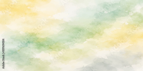 An abstract colorful watercolor background captures a beautiful sunny day with bright clouds and soft sunlight across a clear blue summer sky atmosphere