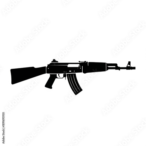 Black silhouette of an ak47 rifle on a plain