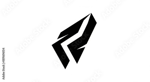 A black and white logo design on a clean with geometric shapes