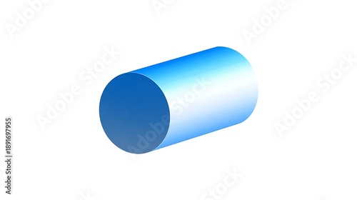 Blue Gradient Cylinder on White Background Minimalist Design