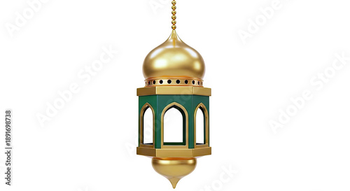 Ornate Gold and Green Islamic Lantern