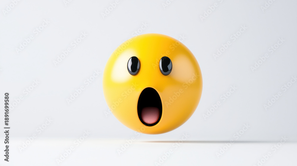 Fototapeta premium Surprised cartoon face with wide open mouth and large eyes, expressing shock and amazement