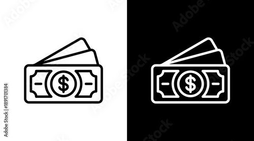 Cash  White Icon Set Design
