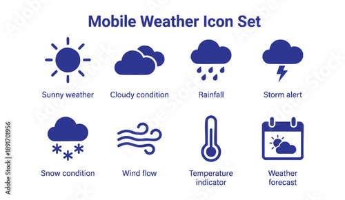 Mobile weather icons for app and website design