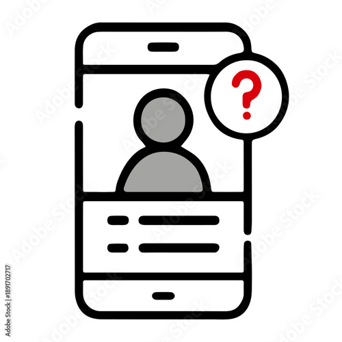 Unknown Contact on Smartphone Screen  on Transparent Background