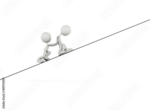 Teamwork: Two 3d figures he...