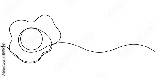 Continuous one line art drawing of Scrambled eggs icon vector. fried egg for breakfast menu, food blog symbol. vector illustration.