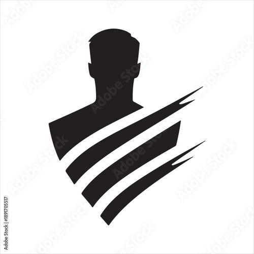 abstract hero figure vector silhouette line art icon idea illustration