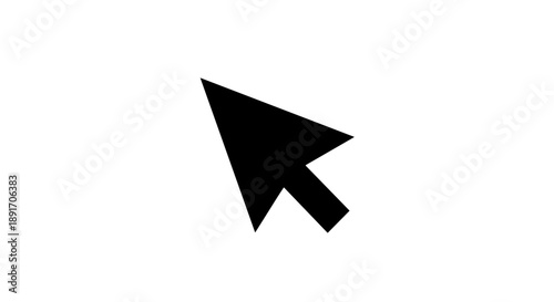 Black computer mouse cursor arrow pointing direction.