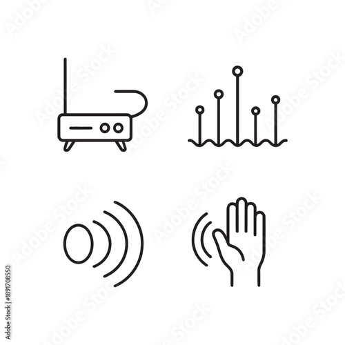 Theremin electronic instrument and sound wave icons