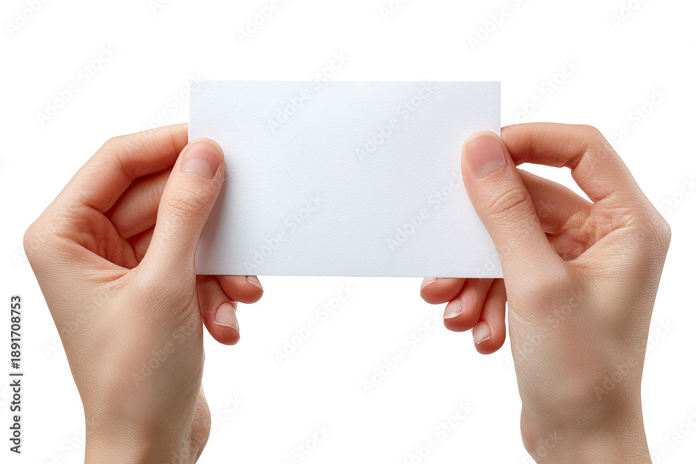 Fototapeta premium Blank white card held by two hands