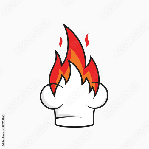 Hot Chef Hat Illustration - Culinary Icon with Flames for Food and Cooking