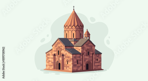 Kechris Monastery A Detailed Vector Illustration of an Armenian Church.