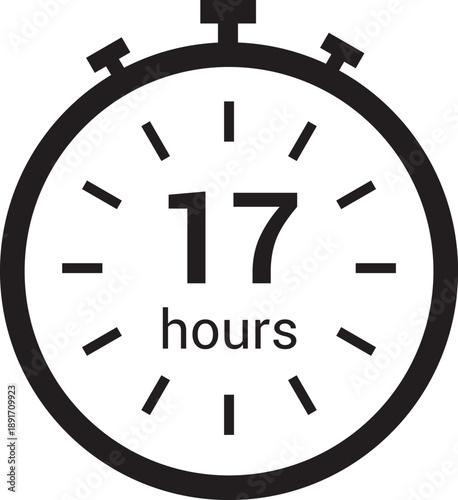 17 hours clock arrow. symbol work time, delivery and service time, isolated on white , vector icon Illustration