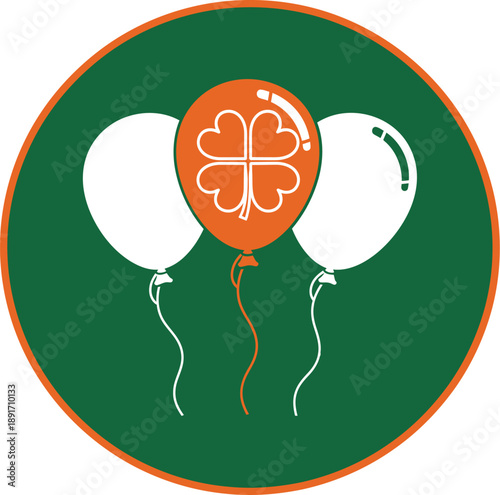 St patrick's day balloons with shamrock and green orange colors