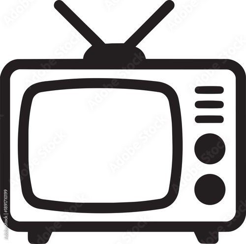 Retro television tv set line icon vector illustration