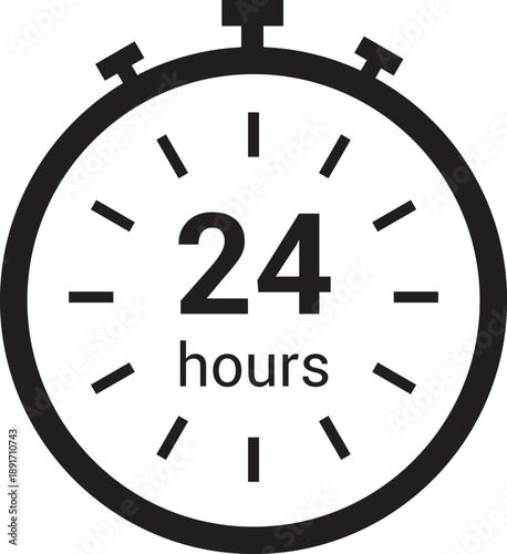 24 hours clock arrow. symbol work time, delivery and service time, isolated on white , vector icon Illustration