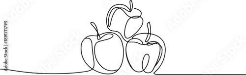 One continuous line drawing of whole healthy organic bell fruits for orchard logo identity. Fresh bellfruit concept for fruit garden icon. one line Icon drawing