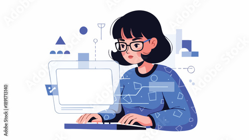 High-Focus Female Analyst Expertly Driving Data Strategy and Digital Workflow