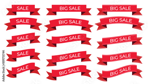 Red Sale and Big Sale Ribbons Collection for Promotions