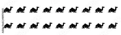 camel kneeling pose silhouette illustration collection. Animals drawing illustration isolated on white background.
