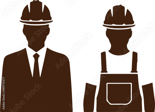 Construction workers discussing plans Vector, illustration