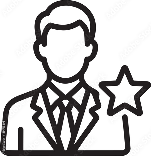 Actor man star celebrity line icon vector illustration