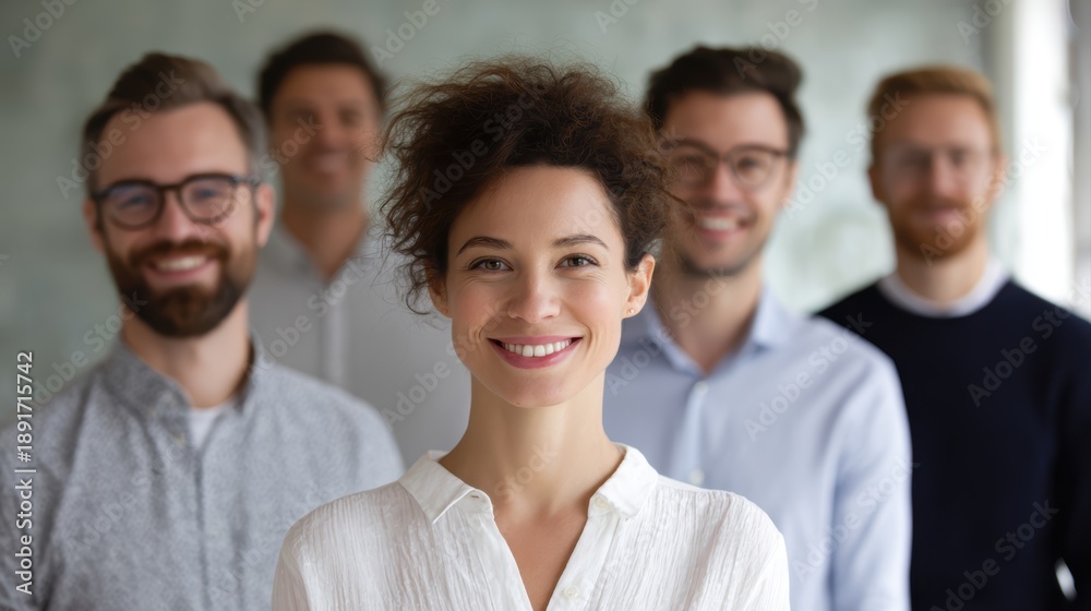 Obraz premium diverse business team portrait smiling in office, partnership and collaboration concept
