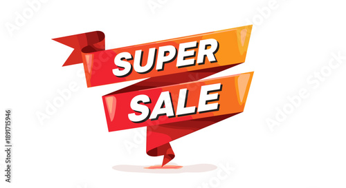 Super Sale Ribbon Banner Graphic Design.