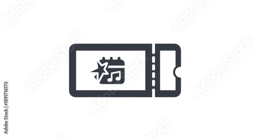 Music Event Ticket Icon with Calendar and Star Symbol.