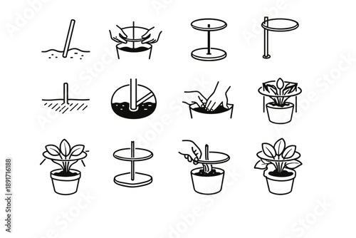 Vector method image post simple plant cue grounding support generation icon setup