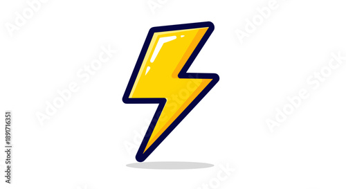 Bright Yellow Lightning Bolt Symbol Icon.
