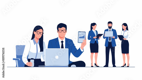 High-Performing Executive Team Analyzing Market Growth Data and Planning Strategic Corporate Initiatives