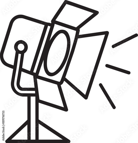 Studio spotlight lighting equipment line icon vector illustration