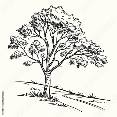 Lone tree in open field