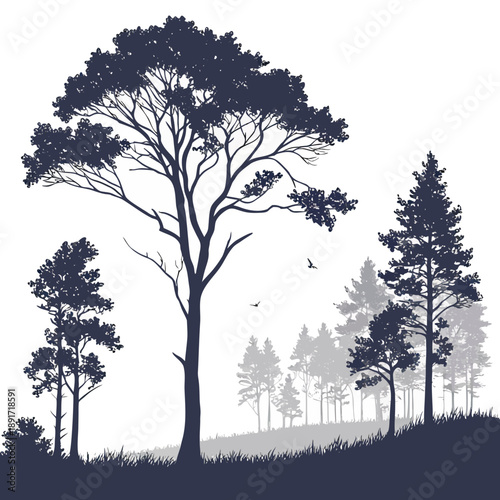 Silhouette of trees in a forest