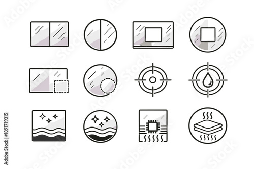 Fog area cue mirror calm vector icon material silhouette partial patch coating