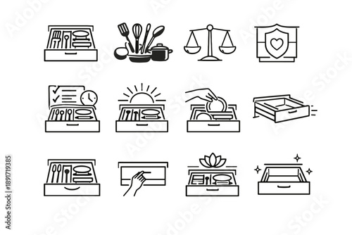 Weight habits structure icon vector minimalist kitchen drawer baseline clean balance