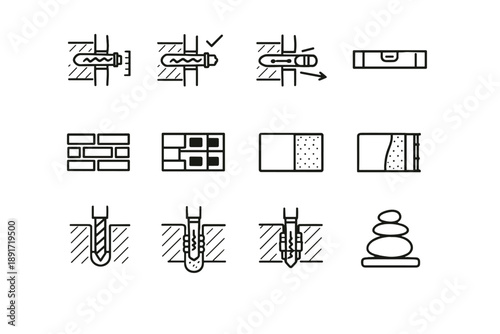 Icon brick calm vector stability solid wall shelf depth masonry silhouette seating