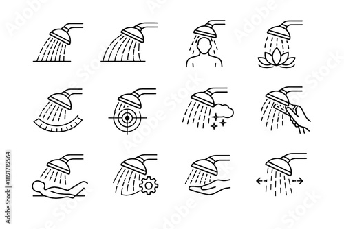 Mindful cue arcs vector logic comfort icon adjustment shower head optimal precision