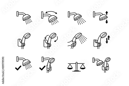 Directional cue choice mount head calm shower flexibility vs logic vector icon