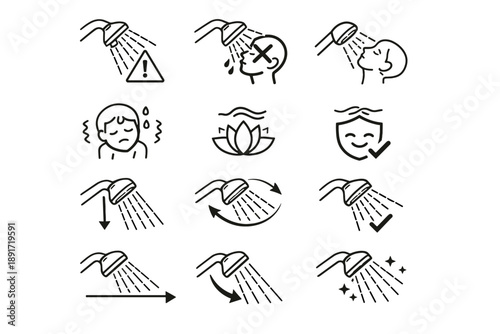 Water face icon warning shower vector correction crossed spray cue hitting
