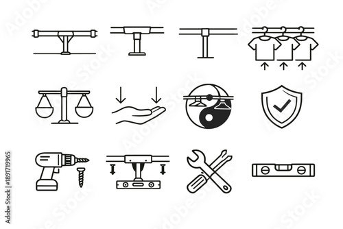 Bracket sharing closet vector installation calm reliability set icon support usage logic