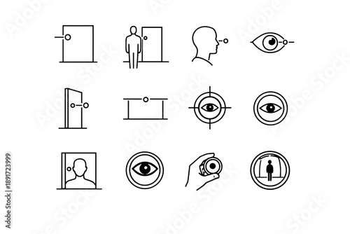 Door ergonomic peephole alignment view logic person vector icon precision icons calm
