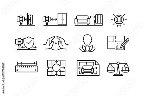 Vector valve radiator silhouette icon calm furniture logic layout safe offset spacing