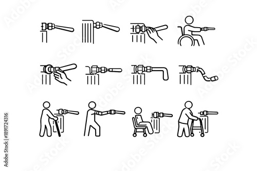 Handle accessibility calm radiator use assistive extended icons inclusive icon valve aid