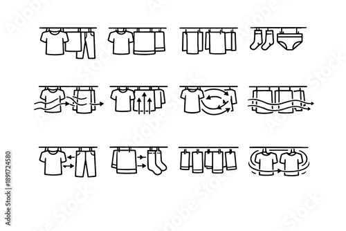 Silhouettes vector circulation icons rack laundry spacing garments calm free icon air
