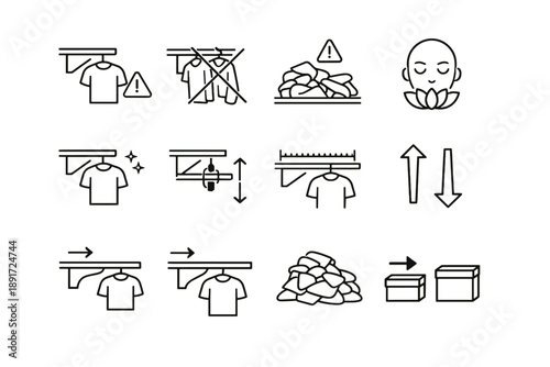 Risk cue icons shelf protruding warning awareness icon calm vector clothes wardrobe